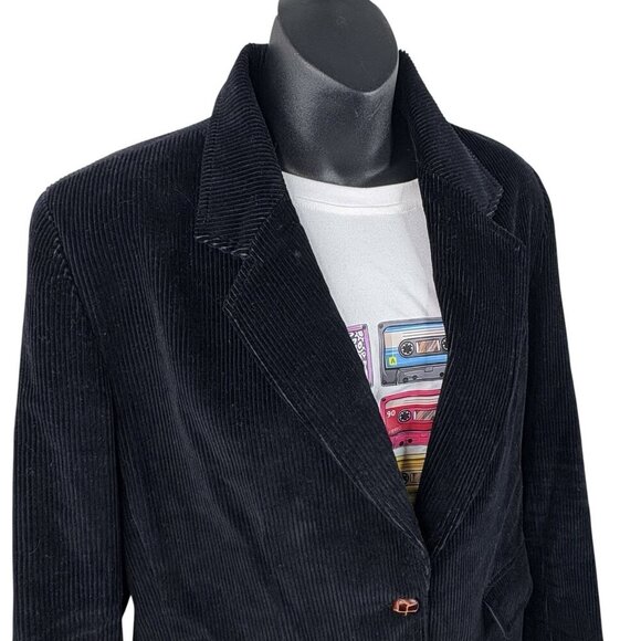 VTG 90s Academia Corduroy Campus Blazer Women’s 16 Black OLD MONEY WHIMSYGOTH - Picture 3 of 9
